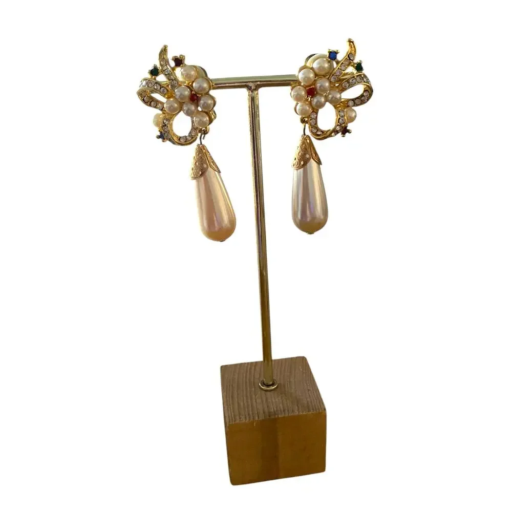 Gorgeous Vintage French designer Clip-on Drop Earrings - 3